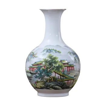 Antikvariniai Jingdezhen Vaza Su Gėlėmis ir Kraštovaizdžio Modelius, Keramikos Stalo Porceliano Vaza Dekoratyvinė Vaza