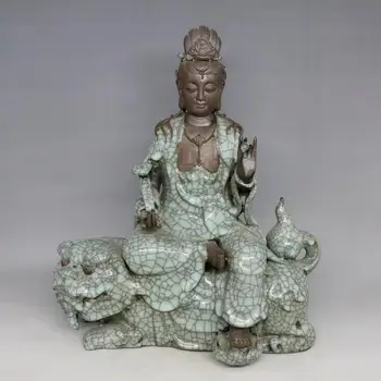Antikvarinis Senas Kinų porceliano Dievo Budos statula&Liūtas,Budizmas reikmenys,Namų Dekoravimo, surinkimo ir puošmena, Nemokamas pristatymas