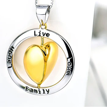 AOBOCO Skatinimo Aukso Širdies Karoliai Moterų 925 Sterlingas Sidabro Karoliai Pranešimą Raižyti Pakabukas Neckalce Fine Jewelry GNX0293