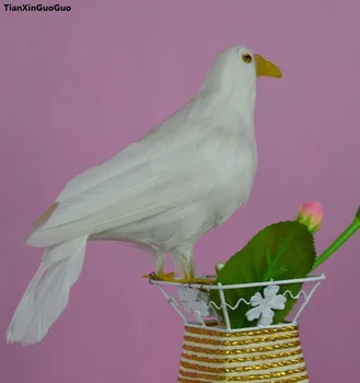 Apie 25cm modeliavimas dove paukštis sunkiai modelis polietileno&plunksnos baltos taikos paukštis, rankdarbių sodo puošmena s1125