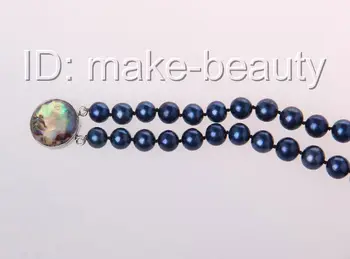 Apsvaiginimo 2rows 10 mm apvalus mėlynas gėlo vandens dirbtiniu būdu išaugintų perlų apyrankė h1459