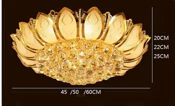 Apvalus led miegamojo, šiltas ir romantiškas restoranas kristalų lempos Europos stiliaus Golden Lotus studijų lubų lempa LO8184