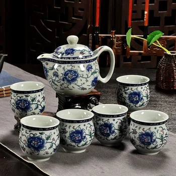 Arbata nustatyti specialius lyginimo Dvigubai taurės Kung Fu arbatos rinkinys Kinijos mėlynos ir baltos spalvos porceliano arbatinukas Teacup Keramikos