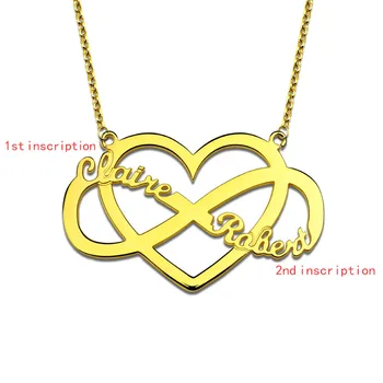 Asmeninį Unikalios Infinity ir Širdies Pavadinimas Karoliai, Aukso Spalvos Begalybės Simbolis Papuošalai Jos