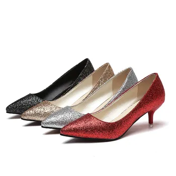 ASUMER 2018 black red skiedra mados naujų atvykimo moterų siurbliai pažymėjo tne ponios batai seklių elegantiškas bling aukšti kulniukai batai