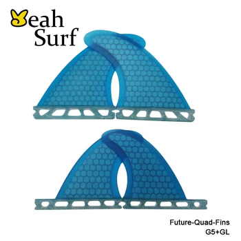 Ateityje Quad Fin Mėlyna Spalva Naršyti Fin G5+GL Burlenčių Ateityje Korio Pelekai Banglenčių Quihas 4pcs viename rinkinyje