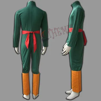 Athemis Anime Naruto cosplay Rock Lee Cosplay Kostiumai, Unisex Prigludusi prie kūno Drabužius, Žalia Jumpsuits ir Unikalus Vest Komplektai