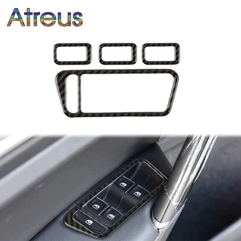 Atreus 4pcs Langų Pakėlimo Mygtuką Perjungti Anglies Pluošto Lipdukai Volkswagen VW Golf GTI 7 MK7 GTE GRNT Auto Reikmenys 2013-2017