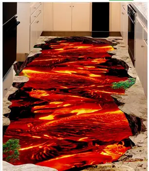 Atsparus vandeniui grindų Gaisro kalnų freskos tapybos 3D sienų freskomis, tapetai, grindų Pasirinktinius Nuotraukų lipnios 3D grindų