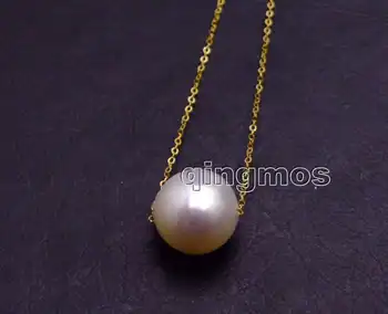 Aukso Grandinės Plūduriuojantis AAA 10-11mm Baltos Apvalios Natūralių Gėlavandenių perlų 16