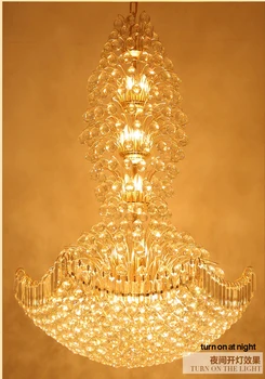 Aukso Kristalų Liustra Apšvietimo Šviestuvas LED Šiuolaikinės K9 Krištolo Sietynai Home Villa Laiptų Klubai Viešbutis Kabo Žibintai D1m*H1.5m