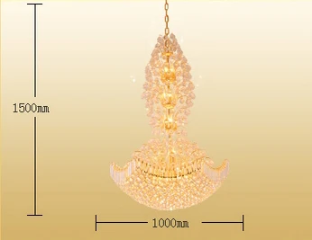 Aukso Kristalų Liustra Apšvietimo Šviestuvas LED Šiuolaikinės K9 Krištolo Sietynai Home Villa Laiptų Klubai Viešbutis Kabo Žibintai D1m*H1.5m