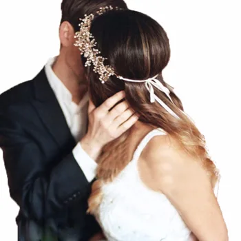 Aukso Nuotakos Plaukų Varčios Kristalų ekrano užsklandą Brides 2018 Vestuvių Aksesuarai SQ093