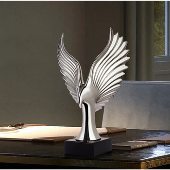 Aukso/ Sidabro Kūrybos Namų Dekoro Eagle Sparnas Abstrakti Skulptūra Apdailos Statulėlės, Dekoratyviniai Dervos Hawk Statula, TV Foną