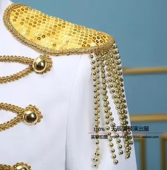 Auksu kutas vyrų kostiumai dizaino masculino homme etape palace dainininkų vyrų china švarkas šokių striukė star stiliaus suknelė balta