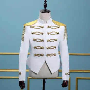 Auksu kutas vyrų kostiumai dizaino masculino homme etape palace dainininkų vyrų china švarkas šokių striukė star stiliaus suknelė balta