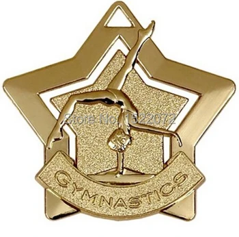 Aukšta kokybė, maža kaina, Gimnastika Medalis pigūs custom Aukso Metalo žvaigždės dizainas su juostele medaliai pigūs custom šokių, sporto medaliai