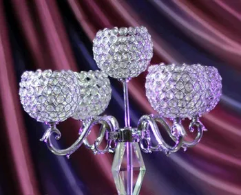 Aukštas Vestuvių Puošmena, Kristalų Rutulio 5 ranką sidabro šviestuvai/K9 kristalų namų puošybai šviestuvai