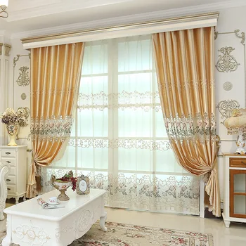 Aukštos klasės custom Europos ir Amerikos stiliaus siuvinėjimų atspalvio užuolaidas miegamajame modernus klasikinis, prabangus užuolaidos kambarį