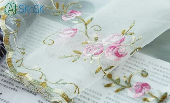 Aukštos klasės mados tekstilės geltonos arba rausvos spalvos balionas virvę, siūlai, užuolaidų audinys gėlių siuvinėjimas balionas užuolaidas namų puošybai