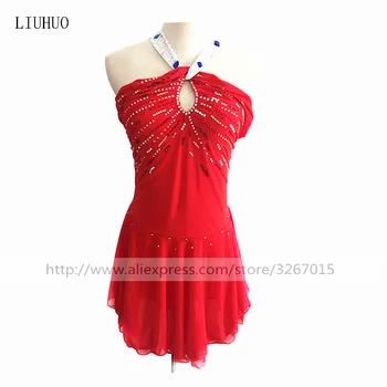 Aukštos klasės pritaikymas Dailiojo Čiuožimo Suknelė Moterų, Mergaičių Ledo Čiuožimo Suknelė Raudona ranka papuoštas deimanto aukštos elastingas audinys