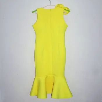 Aukštos klasės užsakymą iki 2016 m. darbo suknelė moterims pagal užsakymą, specialiai pritaikytas Slim mermaid Dress Moterų Prekės bakas, geltona Suknelė
