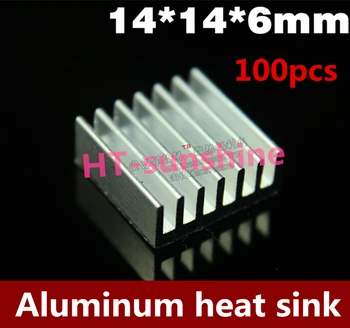 Aukštos Kokybės 100vnt/Lot 14*14*6 mm Aliuminio Radiatoriaus Šilumos Kriaukle Ekstruzijos Aušintuvas ,Su 3M šilumos klijų
