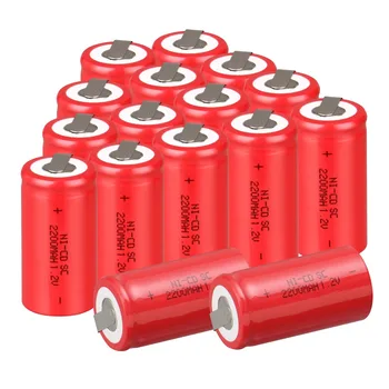 Aukštos kokybės ! 19 VNT Sub C SC baterijos įkrovimo baterija (akumuliatorius 1.2 V, 2200mAh Ni-Cd Ni-Cd Baterija Baterijos -Raudona Spalva 4.25*2.2 cm