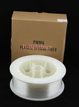 Aukštos kokybės aiškiai PMMA optinio pluošto kabelio gale švyti optinio pluošto apdaila apšvietimas, apšvietimo 150meter diametras-3mm
