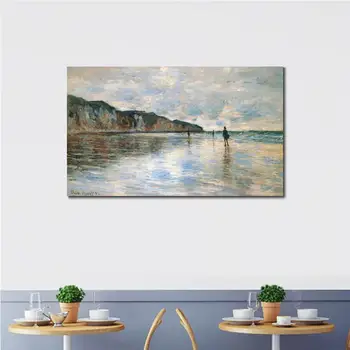 Aukštos kokybės Claude Monet paveikslai, parduoti atoslūgio metu ne Pourville Drobė meno ranka-dažytos