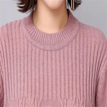 Aukštos Kokybės Europos Ir Amerikos Stiliaus 2018 M. Žiemą Ir Rudenį Moterų Vidutinio Ilgio Mezgimo Marškinėliai, O-Kaklo Puloveriai Prarasti SweaterCQ663