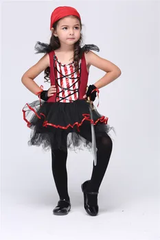 Aukštos kokybės Helovinas mergina piratų cosplay kostiumai Vaikams vaikų šalis etapo Rezultatus drabužių šokių tutu sukneles