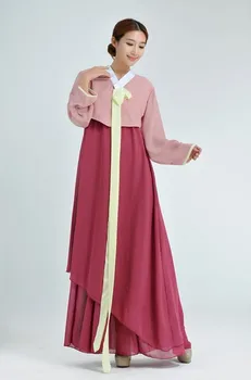 Aukštos Kokybės Moterų Siuvinėjimo korėjos Tradicinius drabužius, 3 Spalvų Mados Nacionalinių Kostiumų Šifono korėjos Hanbok