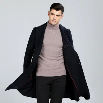 Aukštos kokybės pasukite žemyn apykaklės dvigubo breasted vilnos tranšėjos paltai vyrams 2018 naujo stiliaus mados, vilnoniai švarkai vyrų viršutiniai drabužiai