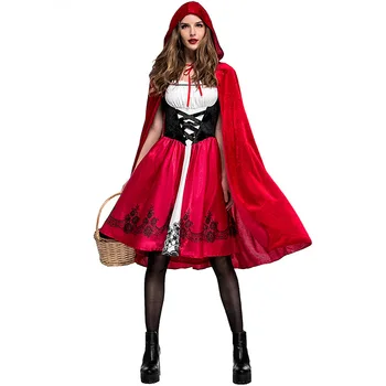 Aukštos kokybės Sexy Little Red Riding Hood Karnavalas Kostiumas Šalis suaugusių Mažų RedCap cosplay Suknelė iki 2017 m. Moterų Kostiumai Helovinas