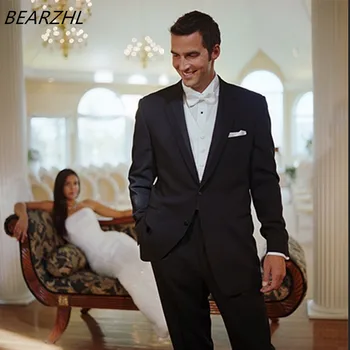 Aukštos kokybės vyrų kostiumai, vestuvių jaunikis smokingas žmogui 3 gabalas tinka 2016 pritaikyti kostiumas