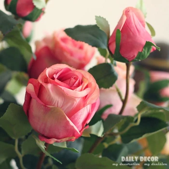 Aukštos modeliavimas ilgas stiebas 2 vadovai šilko rožės netikrą dekoratyvinių rožių žiedų dirbtinių rožių šilko gėlių didmeninė 10vnt /daug