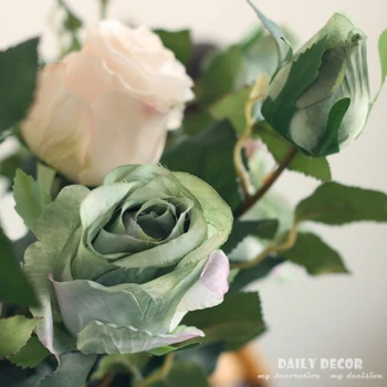 Aukštos modeliavimas ilgas stiebas 2 vadovai šilko rožės netikrą dekoratyvinių rožių žiedų dirbtinių rožių šilko gėlių didmeninė 10vnt /daug