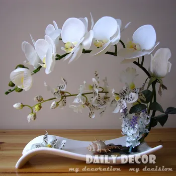 Aukštos modeliavimas rankų darbo ikebana dirbtinė orchidėja, gėlių susitarimus, nekilnojamojo touch latekso orchidėja, gėlininkystė puodą kultūros kostiumai