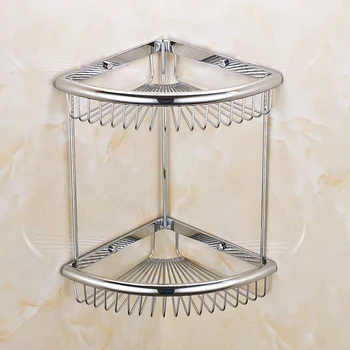 AUSWIND Šiuolaikinės sidabro lenkijos Visą Vario Vonios Lentyna Europos Dvigubo Trikampio Krepšelį Vario vonios kambarys aparatūros komplektas