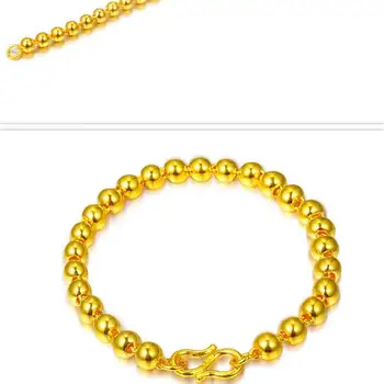 Autentiškas 999 Geltonos Aukso karoliukų Apyrankė/ 24K geltonojo aukso moterims, reguliuojama Apyrankė