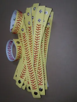 Autentiškas Odos Futbolo Dygsnio Apyrankės - geltona su raudona siūlės dygsnio