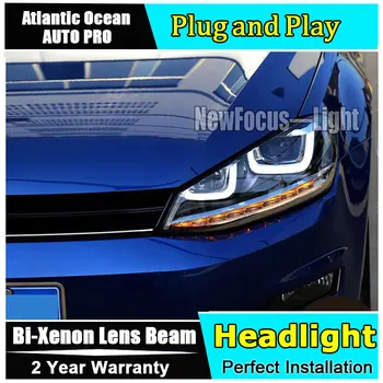 Auto Apšvietimo Stiliaus LED Žibintas VW Golf 7 GTI R20 led žibintai golf7 angel eye led drl HID KOMPLEKTAS Bi-Xenon Objektyvas artimąsias