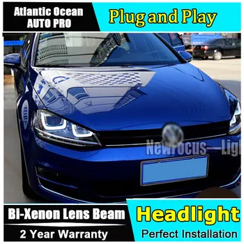 Auto Apšvietimo Stiliaus LED Žibintas VW Golf 7 GTI R20 led žibintai golf7 angel eye led drl HID KOMPLEKTAS Bi-Xenon Objektyvas artimąsias