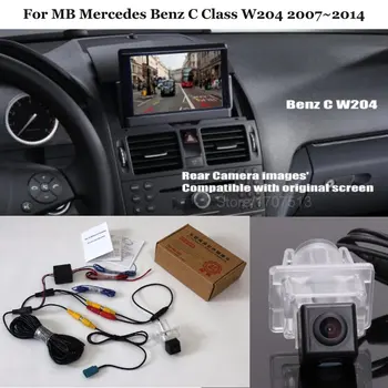 Automobilio Galinio vaizdo Kamera MB Mercedes Benz C Class W204 2007~- Atgal Iki Atvirkštinio vaizdo Kameros RCA & Pradinį Ekraną, Suderinamą