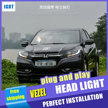 Automobilio Stilius Honda HRV žibintų montavimas VEZEL HRV LED žibintas Angel eye led priekinės šviesos H7 su hid rinkinys 2 vnt.