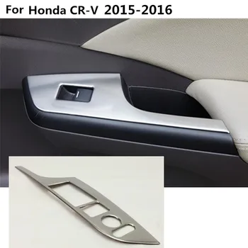 Automobilio viduje vidinis durelių Lango stiklo jungiklis Nerūdijančio plieno skydelio dangtelį apdailos rėmelį, liejimo 4pcs Honda CRV CR-V 2016