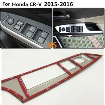 Automobilio viduje vidinis durelių Lango stiklo jungiklis Nerūdijančio plieno skydelio dangtelį apdailos rėmelį, liejimo 4pcs Honda CRV CR-V 2016