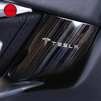 Automobilių Interjero Juostelės Durų Viduje Lipdukas Raštas Guard Anti-scratch Decel už Tesla Model S-2017 Nerūdijančio Plieno Apsaugas
