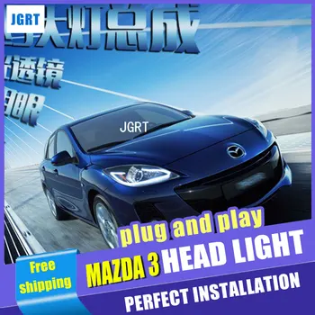 Automobilių Optikos dėl Mazda 3 LED Žibintų assemmbly Mazda3 Sporto Žibintai DRL Dvigubo Objektyvo Šviesos H7 su hid rinkinys 2 vnt.